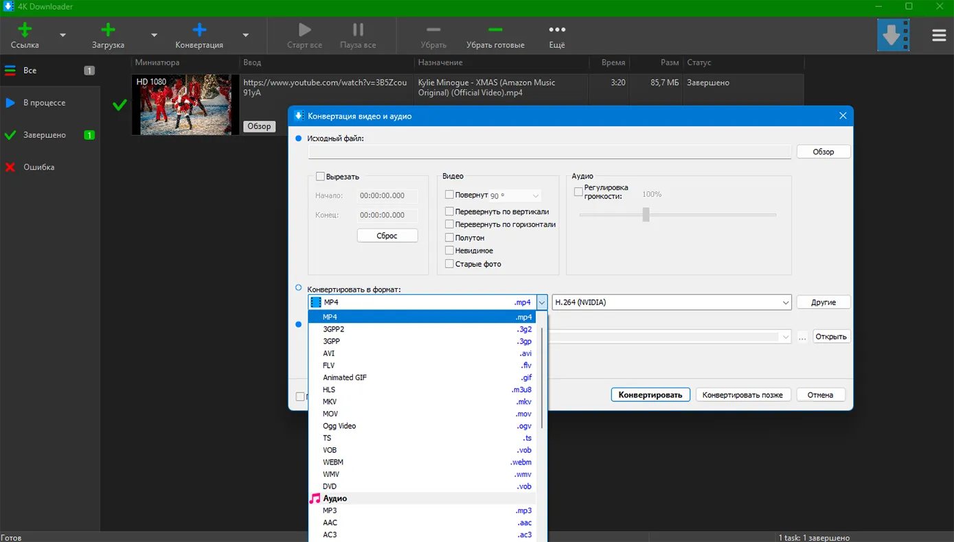 Интерфейс 4K Downloader
